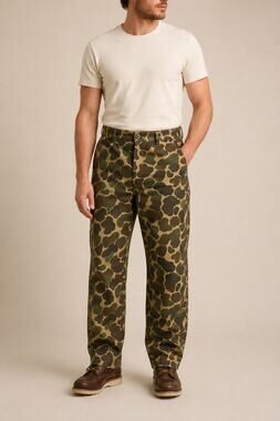 Vintage SafTbak Duck Camo Hunting Pants USA Made XL 42–44 Adjustable Waist